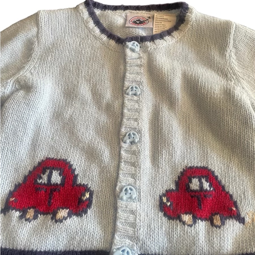 Vintage Good Lad Blue Knit Cardigan Sweater with Navy Trim
